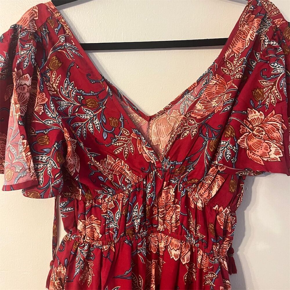Band Of The‎ Free Abilene V Neck Floral Maxi Dress BoHo Sz Small NWT - Picture 4 of 9